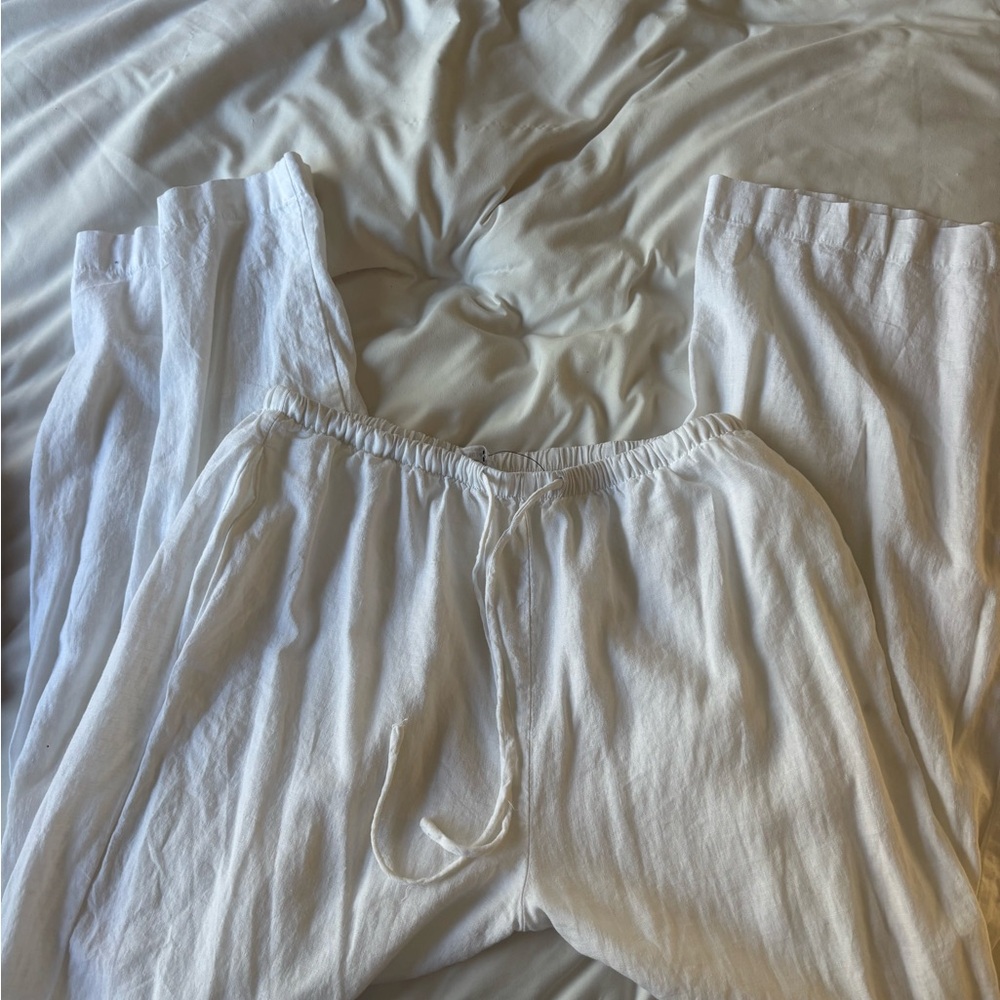 White linen pants